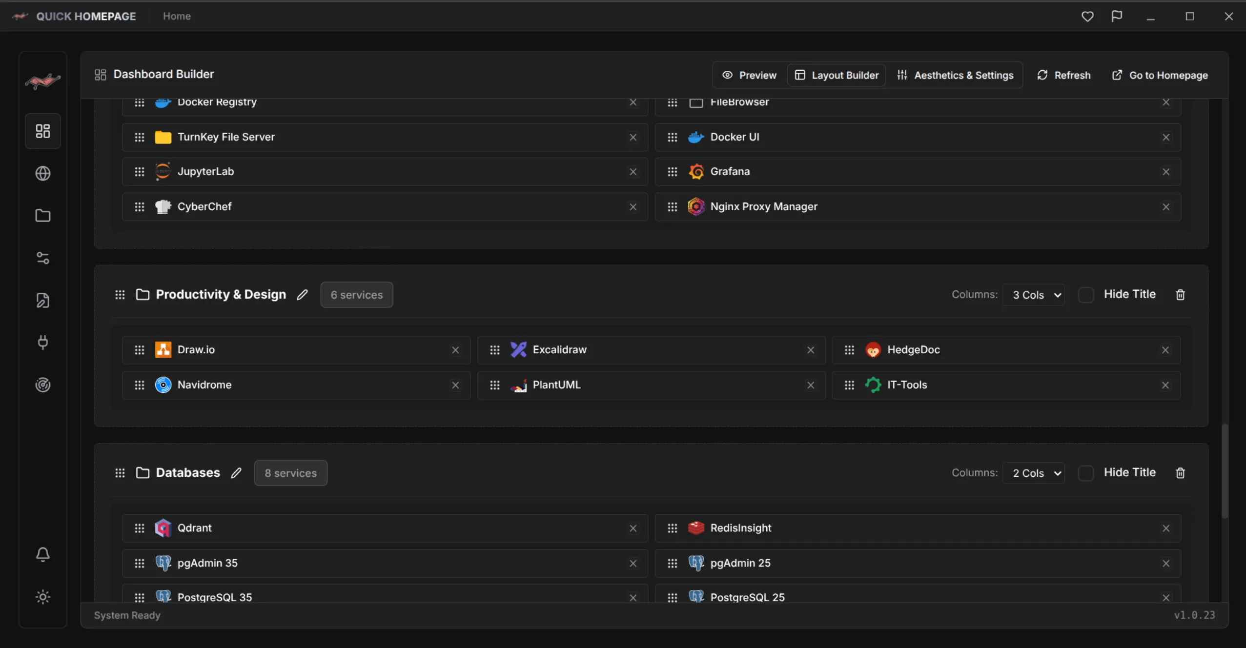 Quick Homepage Real-Time Status & Metrics